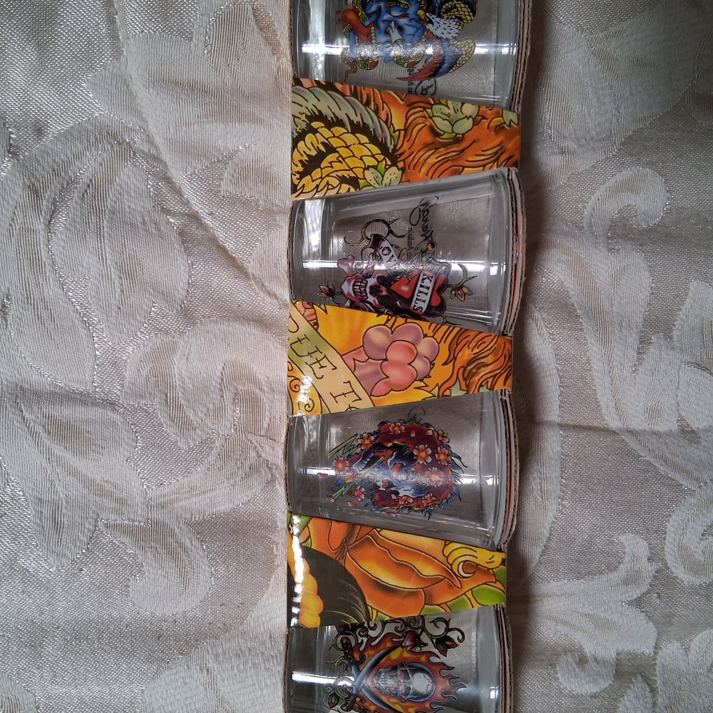 Ed Hardy Shot Glass Set - Vibrant Designs